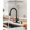 imageFORIOUS Black Kitchen Faucet with Soap Dispenser and Pull Down Sprayer Bar High Arc Single Handle Classic 3 Modes Stainless Steel Faucet for Kitchen Sink Farmhouse RV Laundry CamperMatte Black