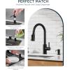 imageFORIOUS Black Kitchen Faucet with Soap Dispenser and Pull Down Sprayer Bar High Arc Single Handle Classic 3 Modes Stainless Steel Faucet for Kitchen Sink Farmhouse RV Laundry CamperMatte Black