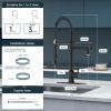imageFORIOUS Black Kitchen Faucets Commercial High Pressure Pull Down Sink Faucet with Sprayer DoubleFunction Stainless Steel Spring for Restaurant Bar Laundry