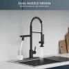 imageFORIOUS Black Kitchen Faucets Commercial High Pressure Pull Down Sink Faucet with Sprayer DoubleFunction Stainless Steel Spring for Restaurant Bar Laundry