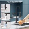 imageFORIOUS Black Kitchen Faucets Commercial High Pressure Pull Down Sink Faucet with Sprayer DoubleFunction Stainless Steel Spring for Restaurant Bar Laundry