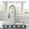 imageFORIOUS Black Kitchen Sink Faucet with Sprayer Stainless Steel Bar Faucet Single Handle with Deck Plate Commercial Pull Out Faucet for Kitchen Sink Farmhouse Bar RV CamperStainless Steel