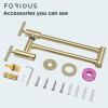 imageFORIOUS Black Pot Filler Faucet Over Stove Solid Brass Modern Wall Mount Commercial Folding Faucet with Stretchable Double Joint Swing Arms for Kitchen RestaurantGold