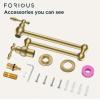 imageFORIOUS Black Pot Filler Faucet Over Stove Solid Brass Modern Wall Mount Commercial Folding Faucet with Stretchable Double Joint Swing Arms for Kitchen RestaurantGold