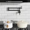 imageFORIOUS Black Pot Filler Faucet Over Stove Solid Brass Modern Wall Mount Commercial Folding Faucet with Stretchable Double Joint Swing Arms for Kitchen RestaurantMatte Black