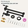 imageFORIOUS Black Pot Filler Faucet Over Stove Solid Brass Modern Wall Mount Commercial Folding Faucet with Stretchable Double Joint Swing Arms for Kitchen RestaurantMatte Black