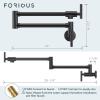 imageFORIOUS Black Pot Filler Faucet Over Stove Solid Brass Modern Wall Mount Commercial Folding Faucet with Stretchable Double Joint Swing Arms for Kitchen RestaurantMatte Black