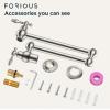 imageFORIOUS Black Pot Filler Faucet Over Stove Solid Brass Modern Wall Mount Commercial Folding Faucet with Stretchable Double Joint Swing Arms for Kitchen RestaurantStainless Steel