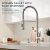 imageFORIOUS Black Touchless Kitchen Faucet with Soap Dispenser Motion Sensor Activated Smart Sink Faucet with Pull Down Sprayer Single Handle Hands Free for Farmhouse Camper RVStainless Steel