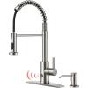 imageFORIOUS Black Touchless Kitchen Faucet with Soap Dispenser Motion Sensor Activated Smart Sink Faucet with Pull Down Sprayer Single Handle Hands Free for Farmhouse Camper RVStainless Steel
