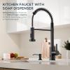 imageFORIOUS Black Touchless Kitchen Faucet with Soap Dispenser Motion Sensor Activated Smart Sink Faucet with Pull Down Sprayer Single Handle Hands Free for Farmhouse Camper RVMatte Black