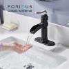 imageFORIOUS Black and Brushed Nickel Waterfall Bathroom Faucet 1 Hole Single Handle Antique Bathroom Sink Faucet with Deck Plate CUPC Hose and Metal Popup Drain for Farmhouse Lavatory VanityBlackBrushed Nickel