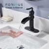 imageFORIOUS Black and Brushed Nickel Waterfall Bathroom Faucet 1 Hole Single Handle Antique Bathroom Sink Faucet with Deck Plate CUPC Hose and Metal Popup Drain for Farmhouse Lavatory VanityMatte Black