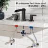 imageFORIOUS Brass Matte Black Commercial Bathroom Faucets 3 Hole Waterfall Modern Widespread 8 Inch Bathroom Sink Faucet with Metal Popup Drain and PreAssembled Hose for Vanity RestroomBathtubOil Rubbed Bronze