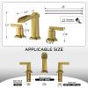 imageFORIOUS Brass Matte Black Commercial Bathroom Faucets 3 Hole Waterfall Modern Widespread 8 Inch Bathroom Sink Faucet with Metal Popup Drain and PreAssembled Hose for Vanity RestroomBathtubBrushed Gold