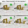 imageFORIOUS Brass Matte Black Commercial Bathroom Faucets 3 Hole Waterfall Modern Widespread 8 Inch Bathroom Sink Faucet with Metal Popup Drain and PreAssembled Hose for Vanity RestroomBathtubBrushed Gold