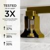 imageFORIOUS Brass Matte Black Commercial Bathroom Faucets 3 Hole Waterfall Modern Widespread 8 Inch Bathroom Sink Faucet with Metal Popup Drain and PreAssembled Hose for Vanity RestroomBathtubBrushed Gold