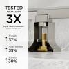imageFORIOUS Brass Matte Black Commercial Bathroom Faucets 3 Hole Waterfall Modern Widespread 8 Inch Bathroom Sink Faucet with Metal Popup Drain and PreAssembled Hose for Vanity RestroomBathtubStainless Steel