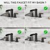 imageFORIOUS Brass Matte Black Commercial Bathroom Faucets 3 Hole Waterfall Modern Widespread 8 Inch Bathroom Sink Faucet with Metal Popup Drain and PreAssembled Hose for Vanity RestroomBathtubOil Rubbed Bronze