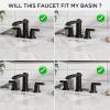 imageFORIOUS Brass Matte Black Commercial Bathroom Faucets 3 Hole Waterfall Modern Widespread 8 Inch Bathroom Sink Faucet with Metal Popup Drain and PreAssembled Hose for Vanity RestroomBathtubMatte Black