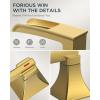 imageFORIOUS Brass Waterfall Bathroom Faucet for Sink 3 Hole 2 Handle Square 8 Inch Matte Black Bathroom Faucet Widespread with Popup Drain and CUPC Flexible Hoses VanityBrushed Gold
