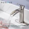 imageFORIOUS Brushed Gold Brass Vessel Sink Faucet Single Handle 11quot Tall Waterfall Bathroom Sink Faucet 1 Hole with Metal Popup Drain and UPC Hose for Vanity RV RestroomStainless Steel