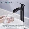 imageFORIOUS Brushed Gold Brass Vessel Sink Faucet Single Handle 11quot Tall Waterfall Bathroom Sink Faucet 1 Hole with Metal Popup Drain and UPC Hose for Vanity RV RestroomOil Rubbed Bronze