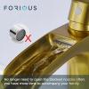 imageFORIOUS Brushed Gold Brass Vessel Sink Faucet Single Handle 11quot Tall Waterfall Bathroom Sink Faucet 1 Hole with Metal Popup Drain and UPC Hose for Vanity RV RestroomBrushed Gold