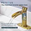 imageFORIOUS Brushed Gold Brass Vessel Sink Faucet Single Handle 11quot Tall Waterfall Bathroom Sink Faucet 1 Hole with Metal Popup Drain and UPC Hose for Vanity RV RestroomBrushed Gold