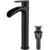 imageFORIOUS Brushed Gold Brass Vessel Sink Faucet Single Handle 11quot Tall Waterfall Bathroom Sink Faucet 1 Hole with Metal Popup Drain and UPC Hose for Vanity RV RestroomMatte Black