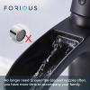 imageFORIOUS Brushed Gold Brass Vessel Sink Faucet Single Handle 11quot Tall Waterfall Bathroom Sink Faucet 1 Hole with Metal Popup Drain and UPC Hose for Vanity RV RestroomMatte Black