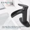imageFORIOUS Brushed Gold Brass Vessel Sink Faucet Single Handle 11quot Tall Waterfall Bathroom Sink Faucet 1 Hole with Metal Popup Drain and UPC Hose for Vanity RV RestroomMatte Black