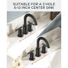 imageFORIOUS Brushed Nickel Bathroom Faucet 3 Hole Vanity with Metal Pop Up Drain and 24quot Supply Lines 2 Handle 8 Inch Widespread Faucet for Bathroom Sink 3 Hole Brushed Nickel with 360 Swivel SpoutMatte Black