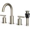 imageFORIOUS Brushed Nickel Bathroom Faucet 3 Hole Vanity with Metal Pop Up Drain and 24quot Supply Lines 2 Handle 8 Inch Widespread Faucet for Bathroom Sink 3 Hole Brushed Nickel with 360 Swivel SpoutStainless Steel