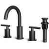 imageFORIOUS Brushed Nickel Bathroom Faucet 3 Hole Vanity with Metal Pop Up Drain and 24quot Supply Lines 2 Handle 8 Inch Widespread Faucet for Bathroom Sink 3 Hole Brushed Nickel with 360 Swivel SpoutMatte Black