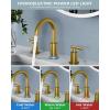 imageFORIOUS Brushed Nickel Bathroom Faucet 3 Hole Vanity with Metal Pop Up Drain and 24quot Supply Lines 2 Handle 8 Inch Widespread Faucet for Bathroom Sink 3 Hole Brushed Nickel with 360 Swivel SpoutBrushed Gold