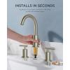 imageFORIOUS Brushed Nickel Bathroom Faucet 3 Hole Vanity with Metal Pop Up Drain and 24quot Supply Lines 2 Handle 8 Inch Widespread Faucet for Bathroom Sink 3 Hole Brushed Nickel with 360 Swivel SpoutStainless Steel