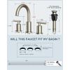 imageFORIOUS Brushed Nickel Bathroom Faucet 3 Hole Vanity with Metal Pop Up Drain and 24quot Supply Lines 2 Handle 8 Inch Widespread Faucet for Bathroom Sink 3 Hole Brushed Nickel with 360 Swivel SpoutStainless Steel