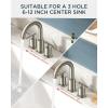 imageFORIOUS Brushed Nickel Bathroom Faucet 3 Hole Vanity with Metal Pop Up Drain and 24quot Supply Lines 2 Handle 8 Inch Widespread Faucet for Bathroom Sink 3 Hole Brushed Nickel with 360 Swivel SpoutStainless Steel