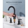 imageFORIOUS Brushed Nickel Bathroom Faucet 3 Hole Vanity with Metal Pop Up Drain and 24quot Supply Lines 2 Handle 8 Inch Widespread Faucet for Bathroom Sink 3 Hole Brushed Nickel with 360 Swivel SpoutMatte Black