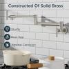 imageFORIOUS Brushed Nickel Pot Filler Faucet Over Stove Solid Brass Modern Wall Mount Commercial Folding Faucet with Stretchable Double Joint Swing Arms for Kitchen Restaurant