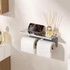 imageFORIOUS Double Toilet Paper Holder with Shelf Wall Mount Tissue Roll Holder for Bathroom 304 Stainless Steel Commercial Toilet Tissue Dispensers with Phone Shelf 1 Stainless SteelChrome