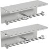 imageFORIOUS Double Toilet Paper Holder with Shelf Wall Mount Tissue Roll Holder for Bathroom 304 Stainless Steel Commercial Toilet Tissue Dispensers with Phone Shelf 1 Stainless SteelStainless Steel
