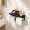 imageFORIOUS Double Toilet Paper Holder with Shelf Wall Mount Tissue Roll Holder for Bathroom 304 Stainless Steel Commercial Toilet Tissue Dispensers with Phone Shelf 1 Stainless SteelMatte Black  Brushed Gold