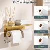 imageFORIOUS Double Toilet Paper Holder with Shelf Wall Mount Tissue Roll Holder for Bathroom 304 Stainless Steel Commercial Toilet Tissue Dispensers with Phone Shelf 1 Stainless SteelBrushed Gold