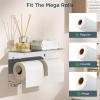 imageFORIOUS Double Toilet Paper Holder with Shelf Wall Mount Tissue Roll Holder for Bathroom 304 Stainless Steel Commercial Toilet Tissue Dispensers with Phone Shelf 1 Stainless SteelChrome