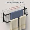 imageFORIOUS Double Towel Bar 24 Inch Towel Rack for Bathroom HeavyDuty SUS304 Stainless Steel Wall Mounted Rod Holder 2Tier Design Towel Hanger Rail Matte BlackMatte Black
