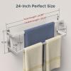 imageFORIOUS Double Towel Bar 24 Inch Towel Rack for Bathroom HeavyDuty SUS304 Stainless Steel Wall Mounted Rod Holder 2Tier Design Towel Hanger Rail Matte BlackStainless Steel
