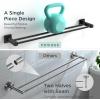 imageFORIOUS Double Towel Bar Racks Holder for Bathroom 24 Inch Heavy Duty SUS304 Stainless Steel Square Dual Towel Rail Wall Mount Brushed NickelMatte Black