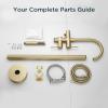 imageFORIOUS Free Standing Tub Faucet Tub Filler Freestanding Bathtub Filler Floor Mount Brass Bath Shower Faucets Standing with High Flow Swivel Spout and Handheld Shower Mixer Taps Brushed GoldBrushed Gold